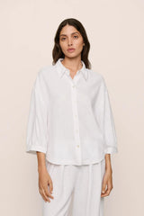 Linen Blend Relaxed Quarter Sleeve Top