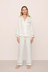 Inez Washable Silk Jacquard Long PJ Set