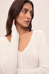 Pointelle V Neck Henley
