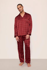 Eberjey x  Lily Aldridge - Charles Washable Silk Printed Long PJ Set