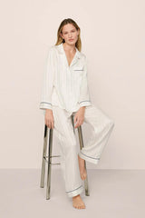 Inez Washable Silk Jacquard Long PJ Set