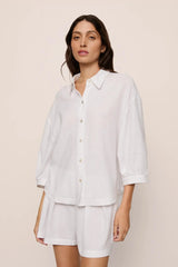 Linen Blend Relaxed Quarter Sleeve Top