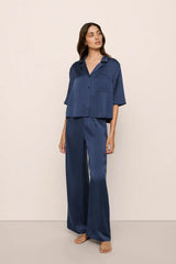 Inez Washable Silk Relaxed Wide Leg Pant PJ Set