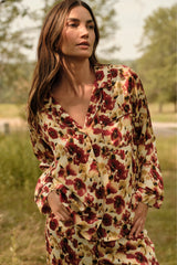 Eberjey x  Lily Aldridge - Inez Washable Silk Printed Long PJ Set