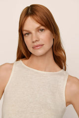 Organic Linen Knit Boat Neck Crop Tank