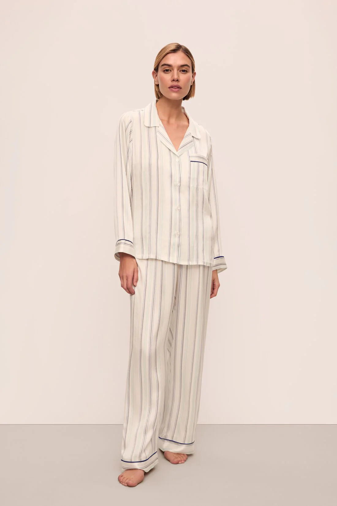 Inez Washable Silk Printed Long PJ Set