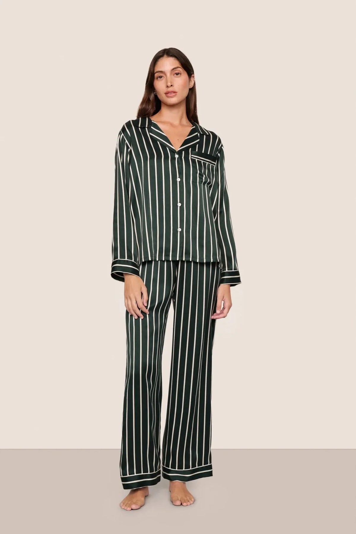 Inez Washable Silk Printed Long PJ Set