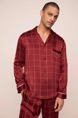Eberjey x  Lily Aldridge - Charles Washable Silk Printed Long PJ Set