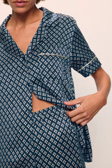 Inez Washable Silk Printed Short Sleeve Pant PJ Set