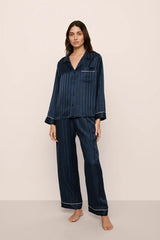Inez Washable Silk Jacquard Long PJ Set