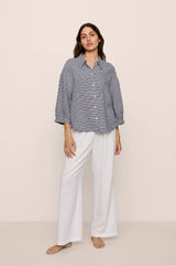Linen Blend Relaxed Quarter Sleeve Top
