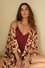 Eberjey x  Lily Aldridge - Inez Washable Silk Printed Robe